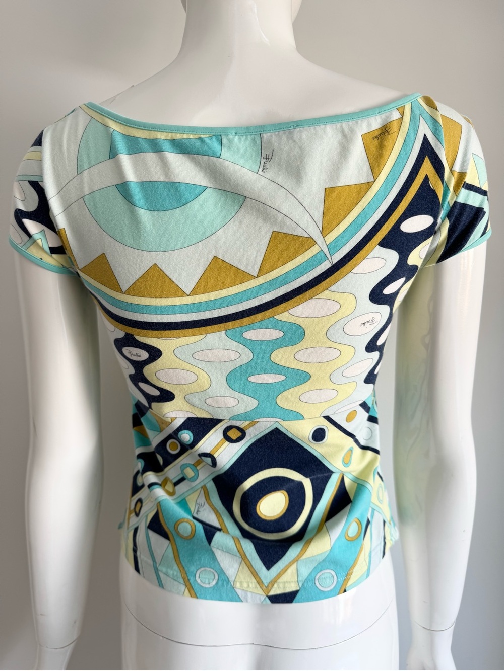 Authentic Emilio Pucci teal and multicolor  cotton tshirt - Picture 3 of 5